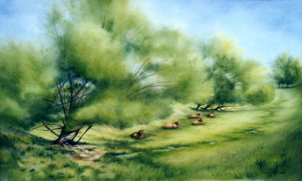 Afternoon Siesta Watercolor Painting by Roberta Burruss