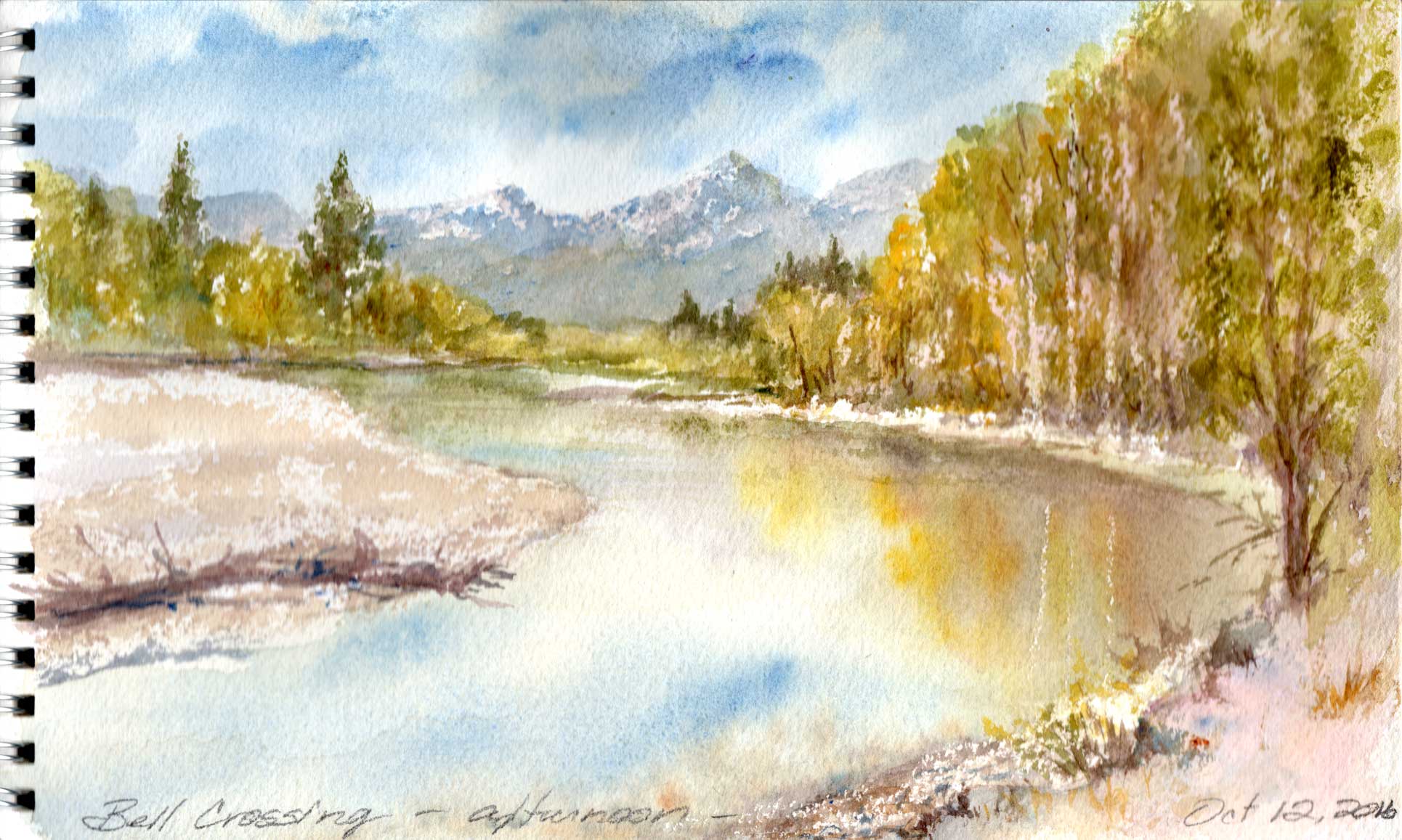 Bell Crossing En Plein Air Watercolor Painting by Roberta Burruss