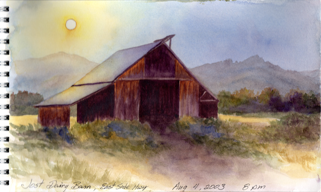 Jost Dairy Barn En Plein Air Watercolor Painting by Roberta Burruss