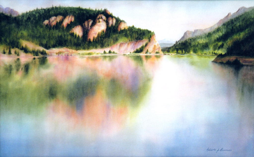 Painted Rocks Reflected Watercolor Painting by Roberta Burruss